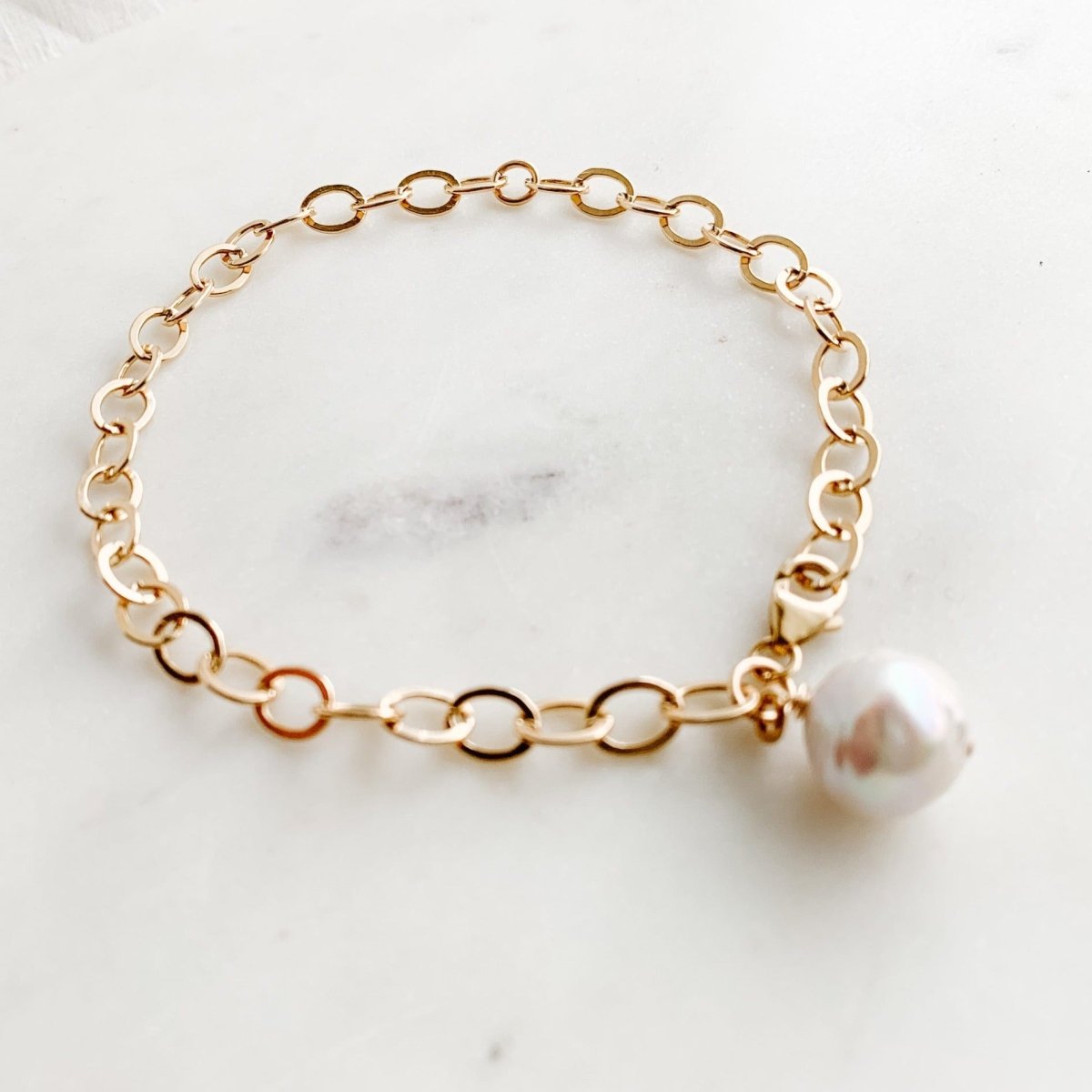 Rachel Gold Link Pearl Bracelet - Adorned by Ruth