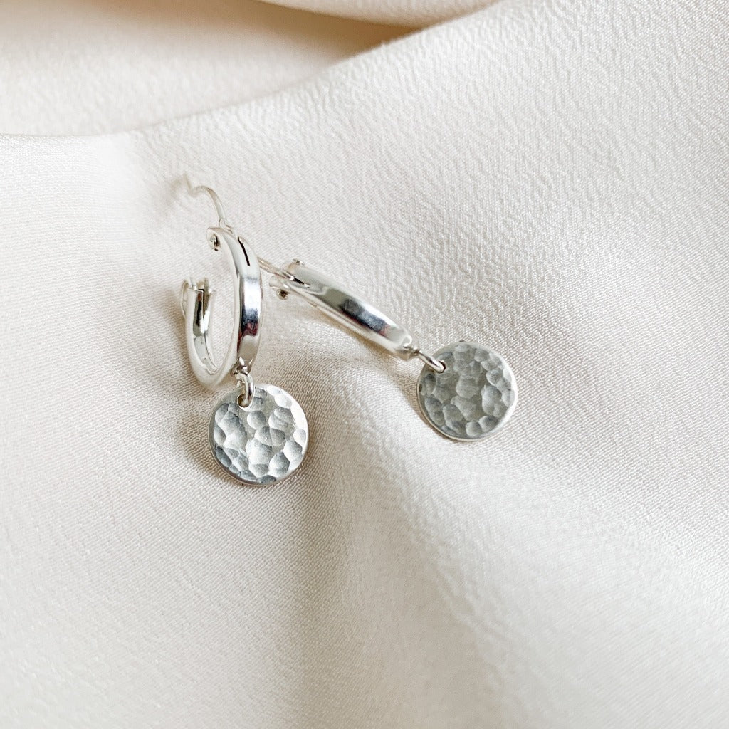 Reagan Silver Drop Huggie Hoop Earrings - Adorned by Ruth