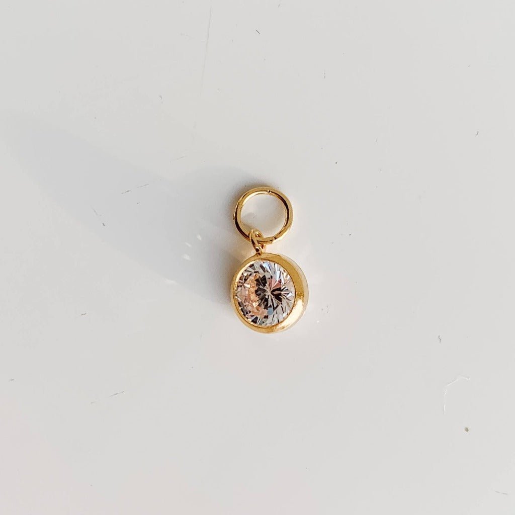 Single Bezel Cubic Zirconia Hoop Charm - Adorned by Ruth
