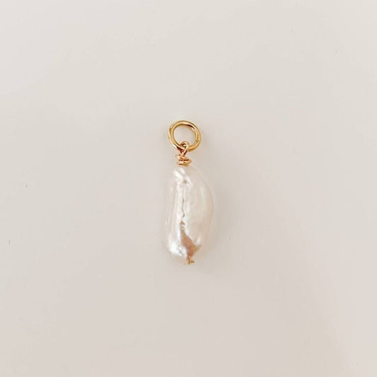 Single Biwa Pearl Hoop Pendant Charm - Adorned by Ruth