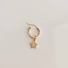 Load image into Gallery viewer, Single Pave Star Hoop Charm - Adorned by Ruth
