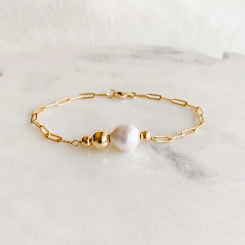 Single Pearl Chain Bracelet - Becca - Adorned by Ruth