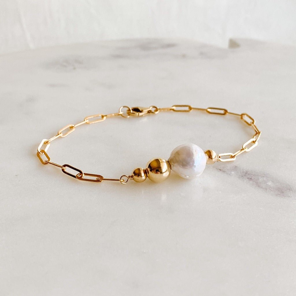 Single Pearl Chain Bracelet - Becca - Adorned by Ruth