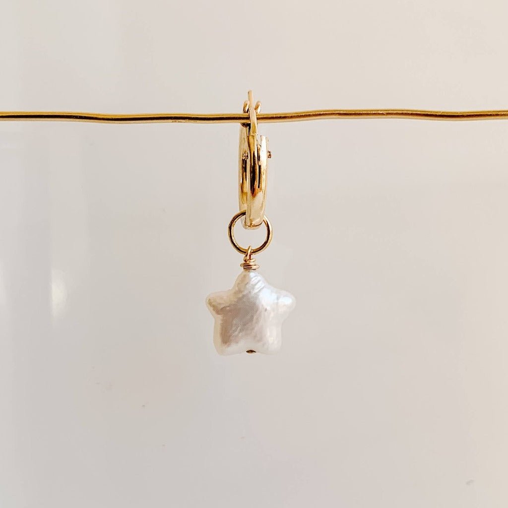 Single Star Pearl Hoop Pendant Charm - Adorned by Ruth
