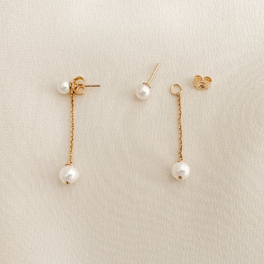 Lot - Pair, 14K Yellow Gold & Pearl Earring Jackets