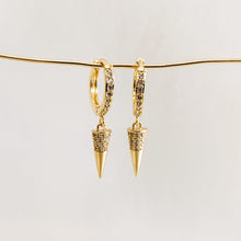 Load image into Gallery viewer, Spike Dangle Huggie Hoop Earrings - Adorned by Ruth
