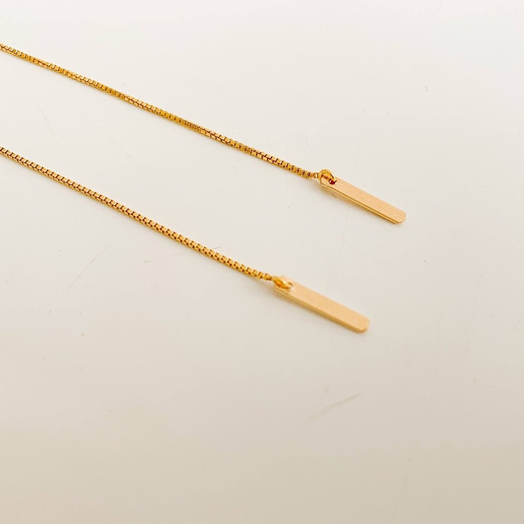 Tamsin Bar Drop Threader Earrings in Gold Filled - Adorned by Ruth