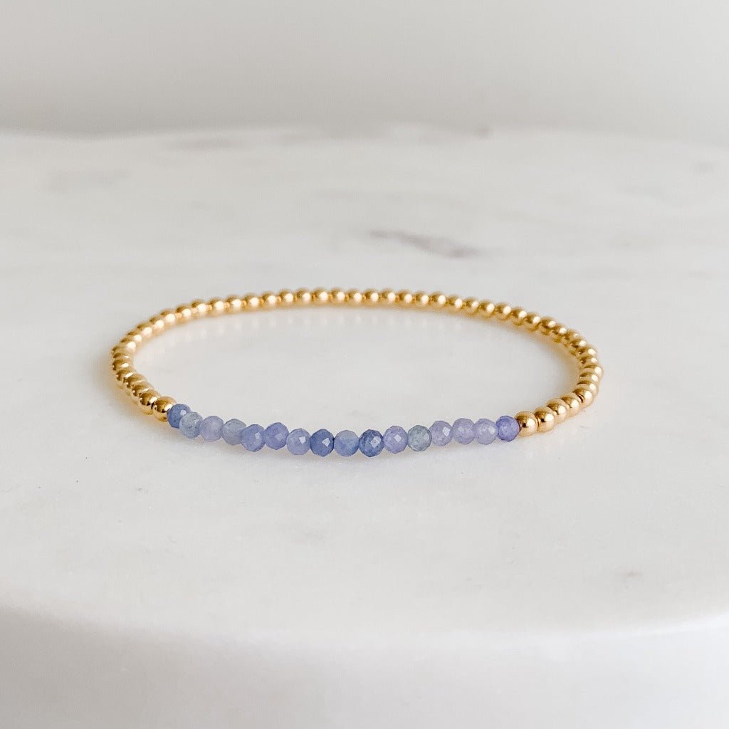 Tanzanite Gold Bead Bracelet - Adorned by Ruth