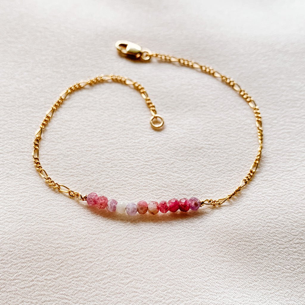 Tiny Gemstone Gold Chain Bracelet - Phryne - Adorned by Ruth