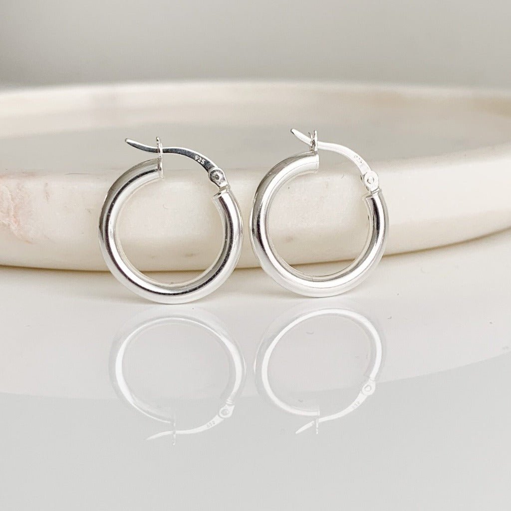 Tube Hoop Earrings - Sterling Silver - Adorned by Ruth