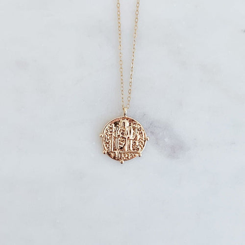 Vintage Gold Coin Necklace - St. Benedict - Adorned by Ruth